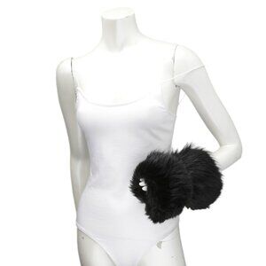Vintage Fur Cuffs Black Retro Mobwife Craft Upcycle Set of 2